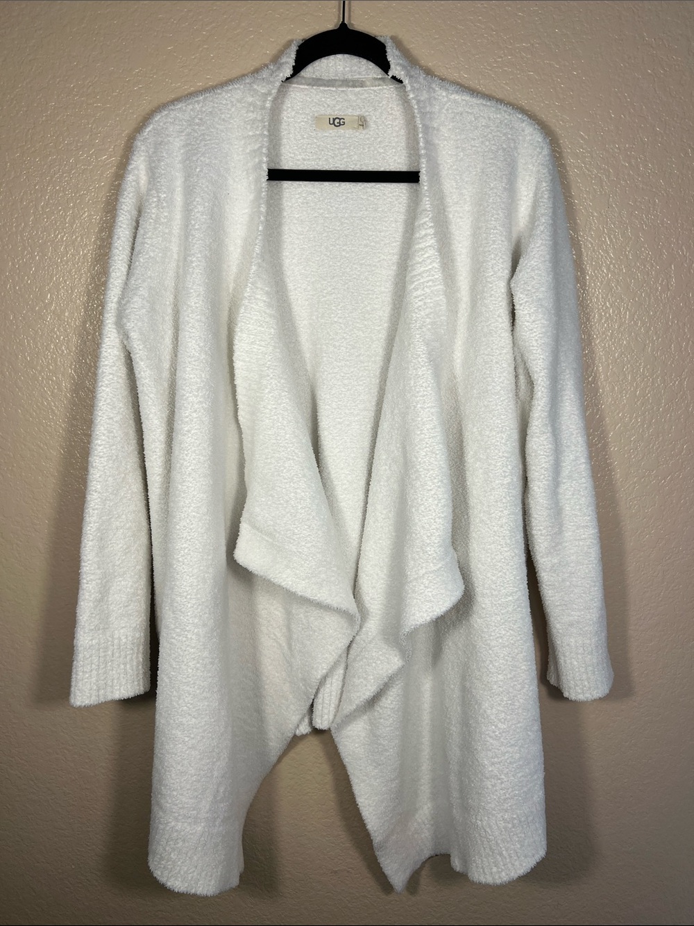 UGG Women's Oversized Plush Open-Front Cream Waterfall Cardigan